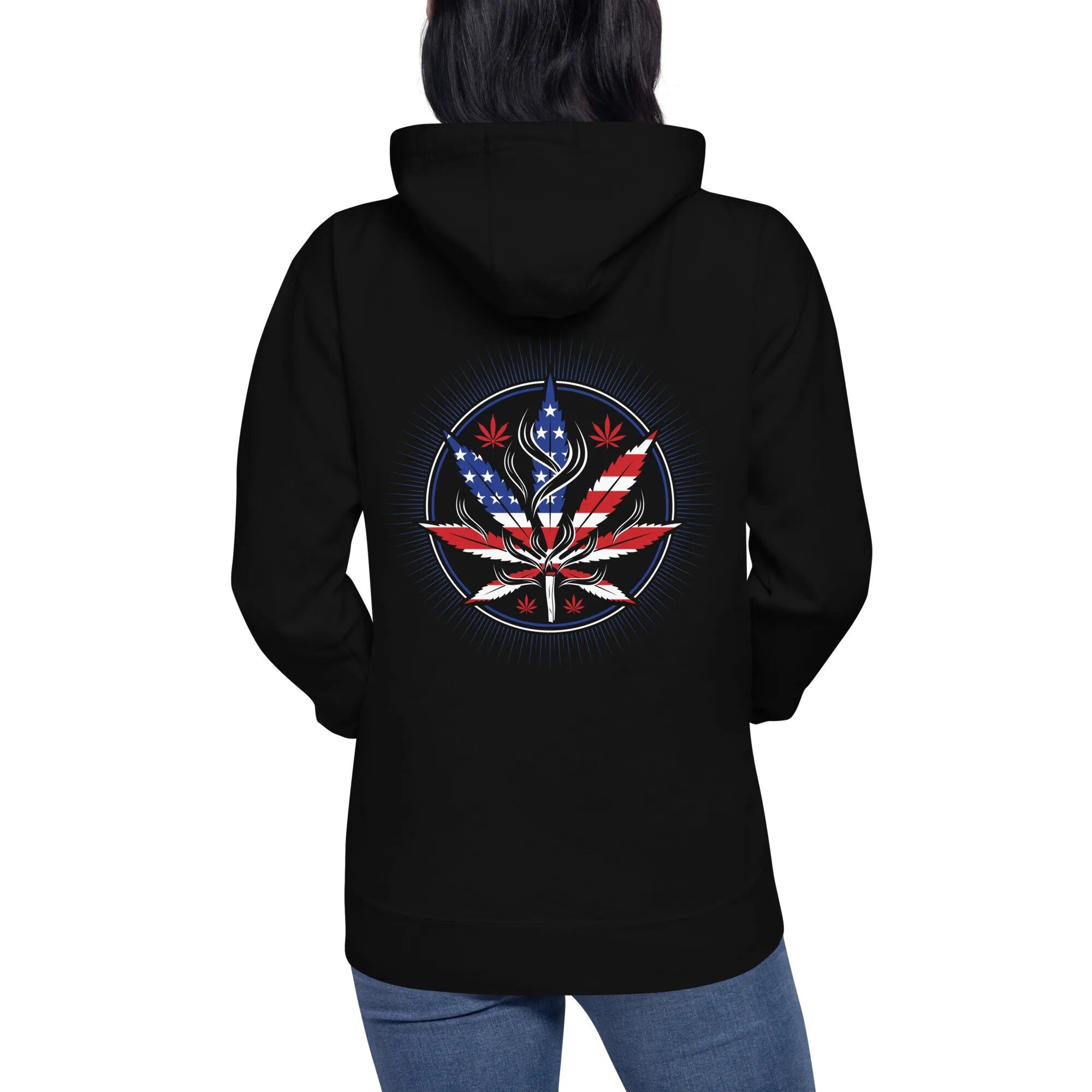 MARIJUANA USA STAR BACKSIDE PRINTED Unisex Hoodie - Image 2