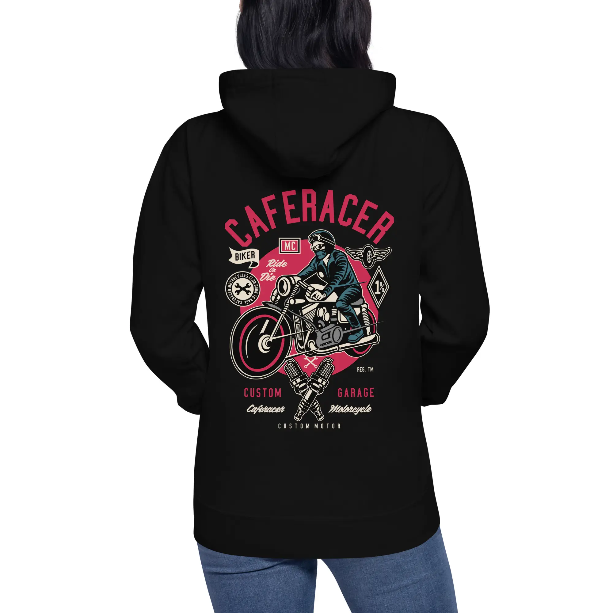 Caferacer - Backside printed Unisex Hoodie - Image 3